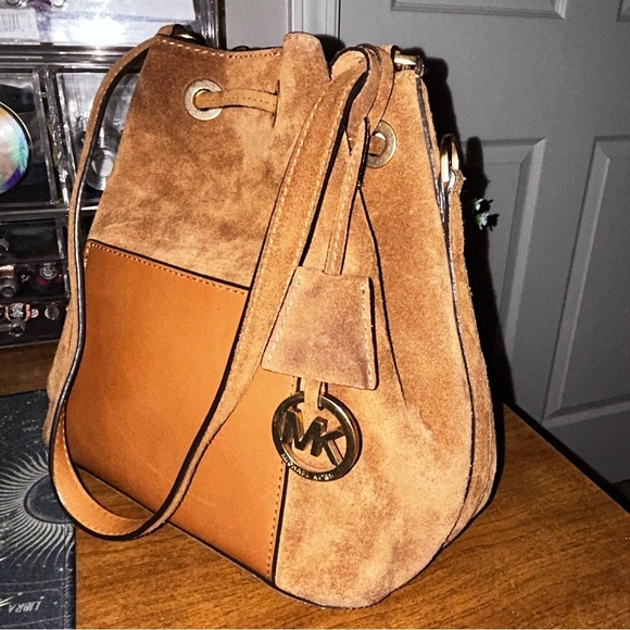Michael Kors Suede Drawstring Bucket Bag